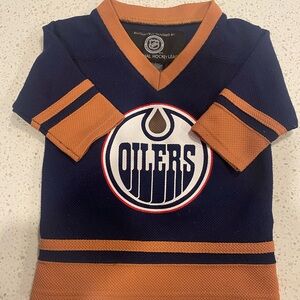 NHL Licensed Edmonton Oilers Blue and Orange Jersey Baby Infant 18 months